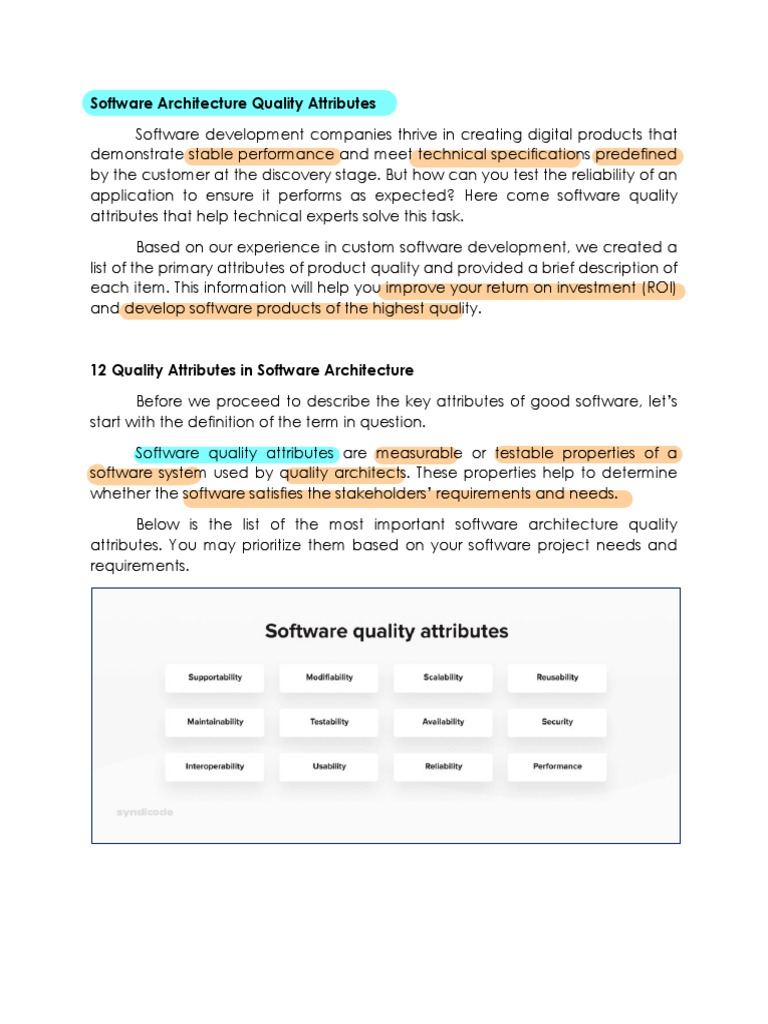 Key Software Architecture Quality Attributes | PDF | Scalability ...