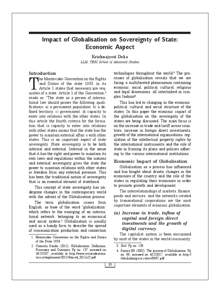 Impact of Globalisation On Sovreignity of States | PDF