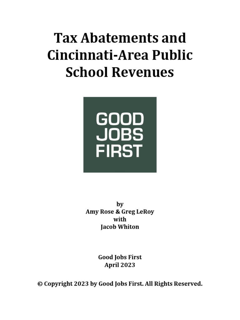 Good Jobs First Study On CPS Abatements PDF Taxes Revenue