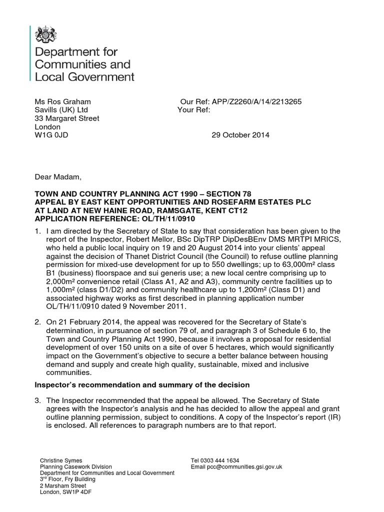 Analysis of a Planning Inspector's Report and Decision on an Appeal for