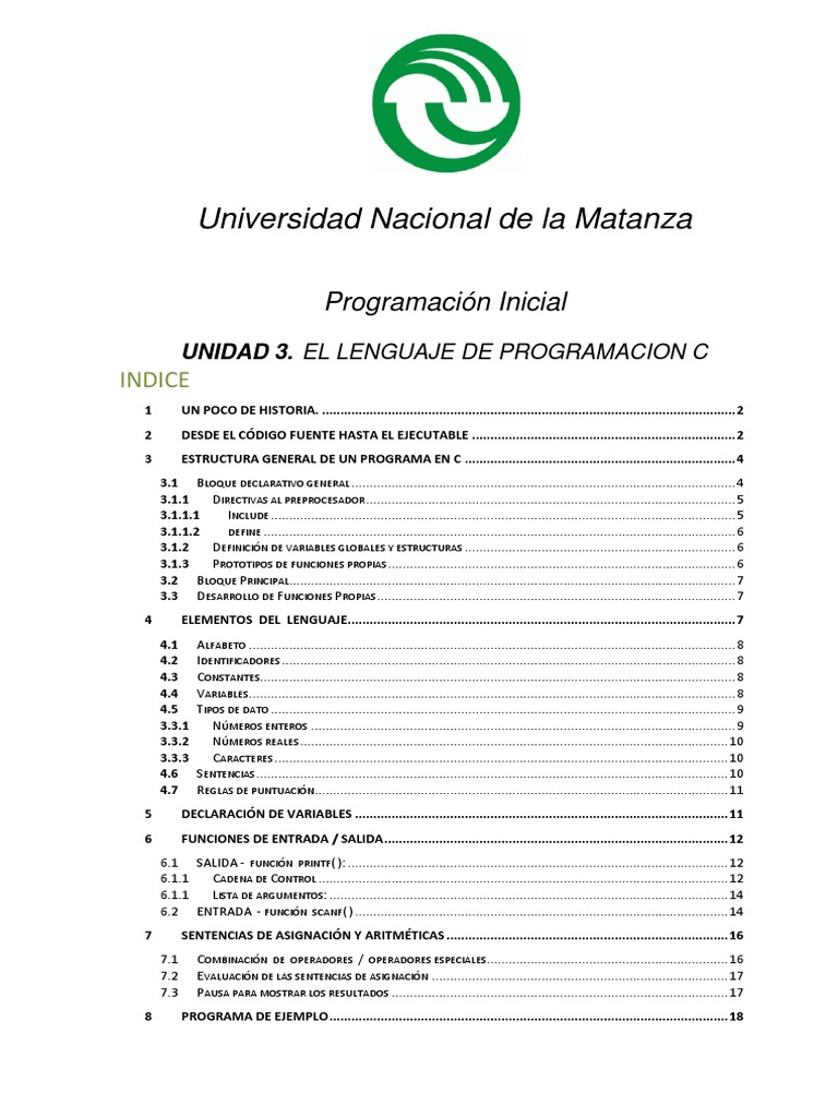 Unidad 3 - El Lenguaje de Programacion C - v2301 | PDF | Programación ...