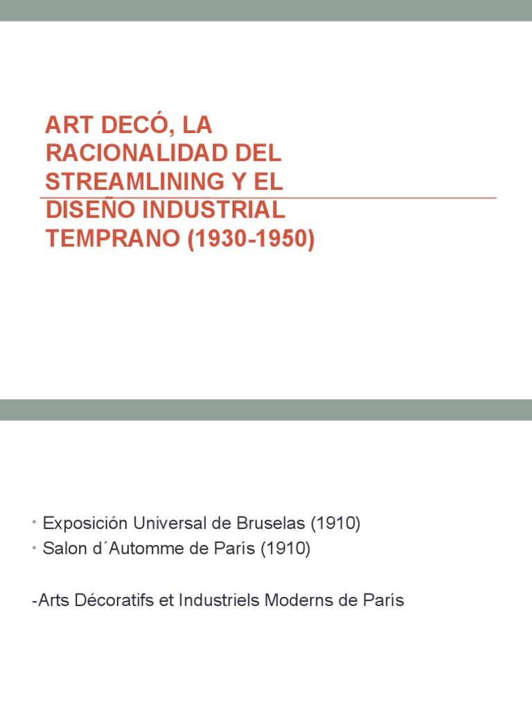 Art Decó: Diseño y Streamlining (1930-1950) | PDF