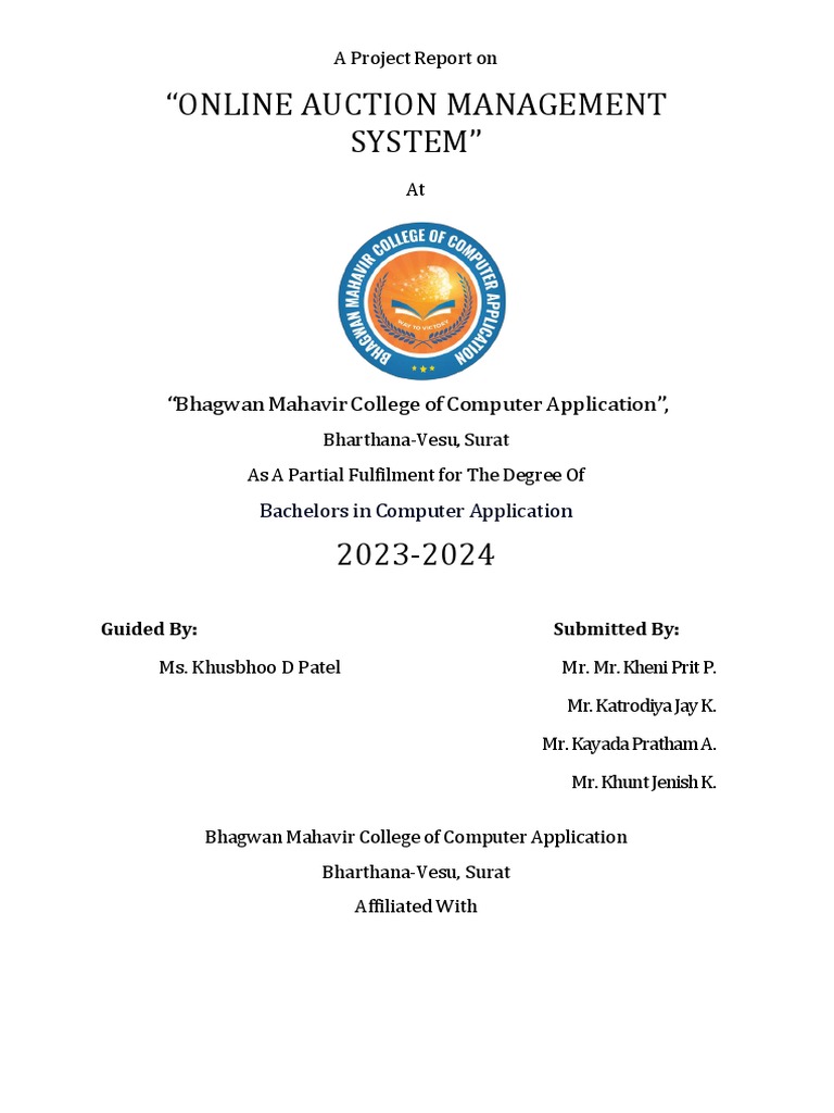 Online Auction Management System Report | PDF