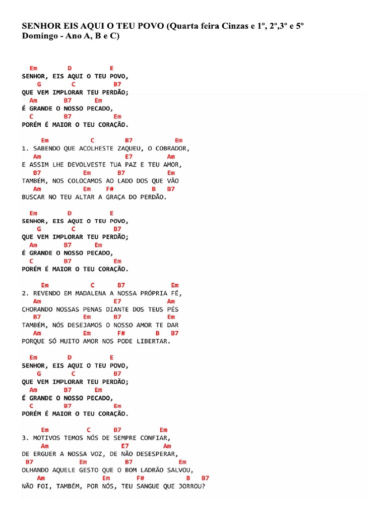 01 - Canto Inicial - Senhor, Eis Aqui o Teu Povo | PDF
