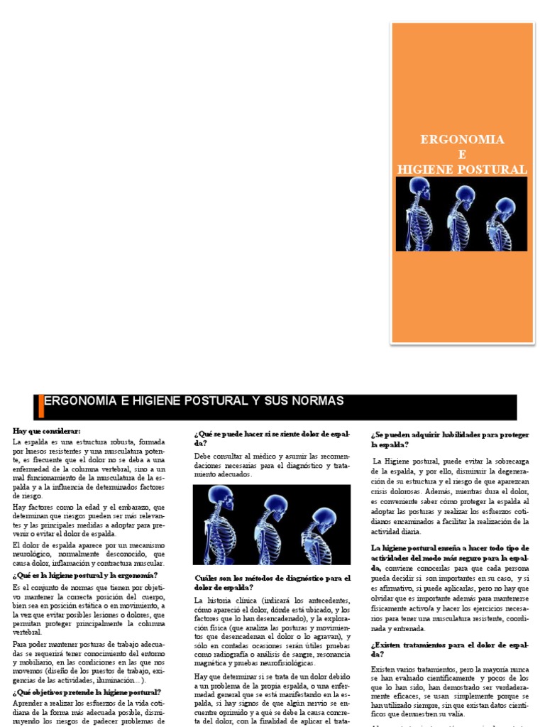 Ergonomía y Higiene Postural Esencial | PDF | Dolor lumbar ...
