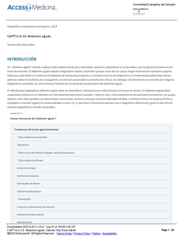 CAPÍTULO 23 - Abdomen Agudo | PDF