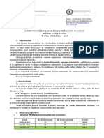 Raport Privind Desfăşurarea Simulării Evaluării Naţionale La Clasa A Viii-A Și A Vii-A ÎN ANUL ŞCOLAR 2018 - 2019 1. Organizare