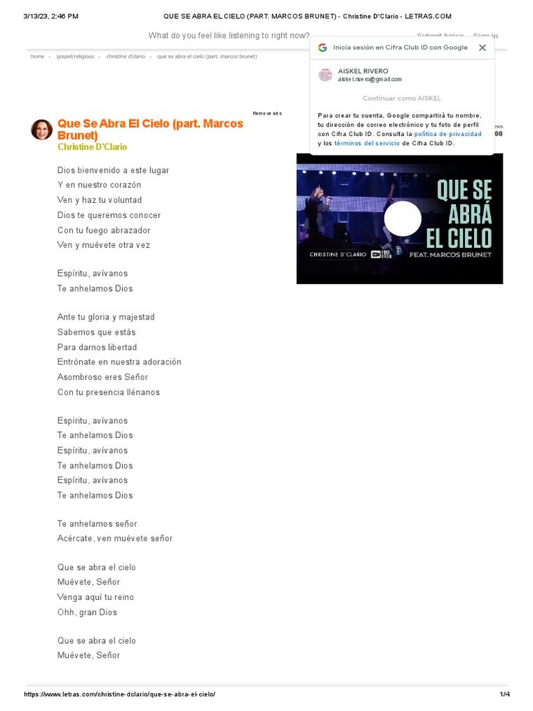 QUE SE ABRA EL CIELO (PART. MARCOS Christine D'Clario