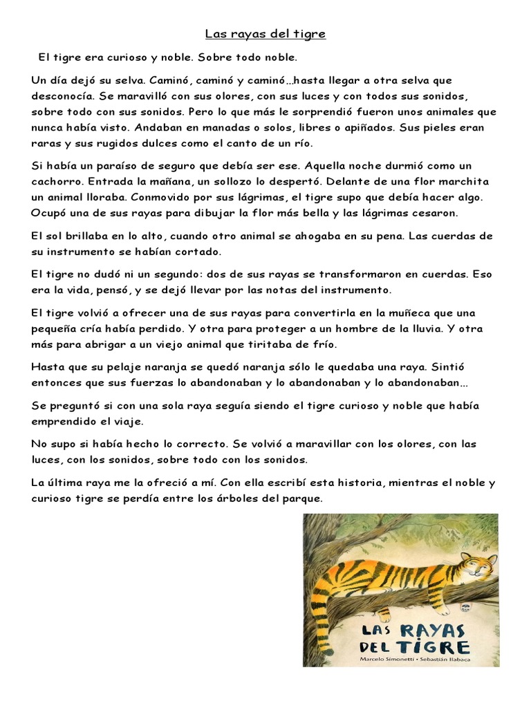 Las rayas del tigre: un cuento noble | PDF