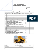 Expert Trainers Academy Checklist For Equipment Inspection: Project Name: Project Code
