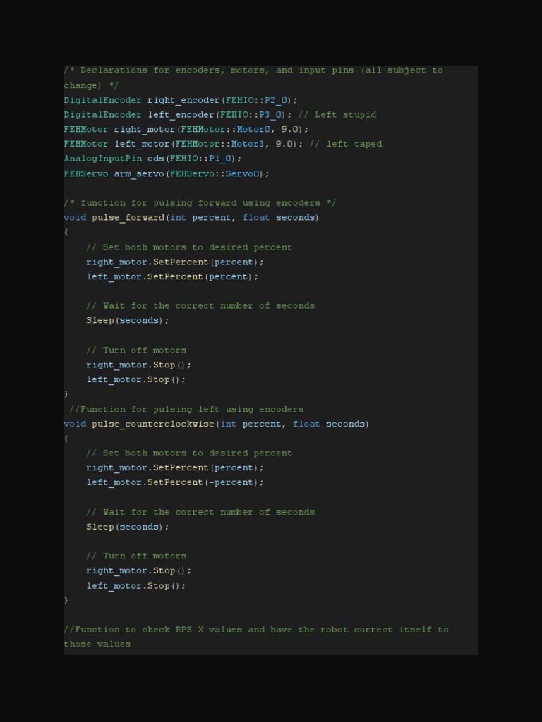 Robot Code Snippet | PDF | Percentage | Computer Programming