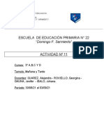 Escuela de Educación Primaria #22 "Domingo F. Sarmiento" Actividad #11
