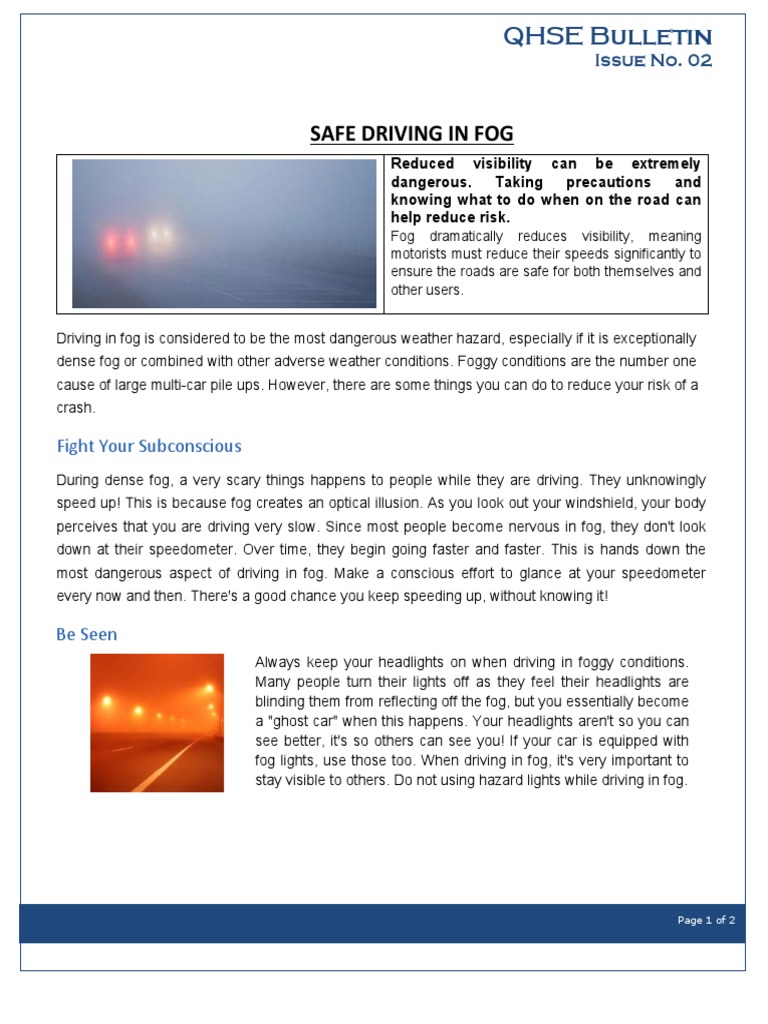 Safe Driving in Fog PDF Fog Headlamp
