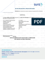 Certificado de Afiliación Al Pbs de Eps Sura: Certifica