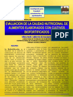 Evaluacion de La Calidad Nutricional de Alimentos Elaborados Con Cultivos Biofortificados