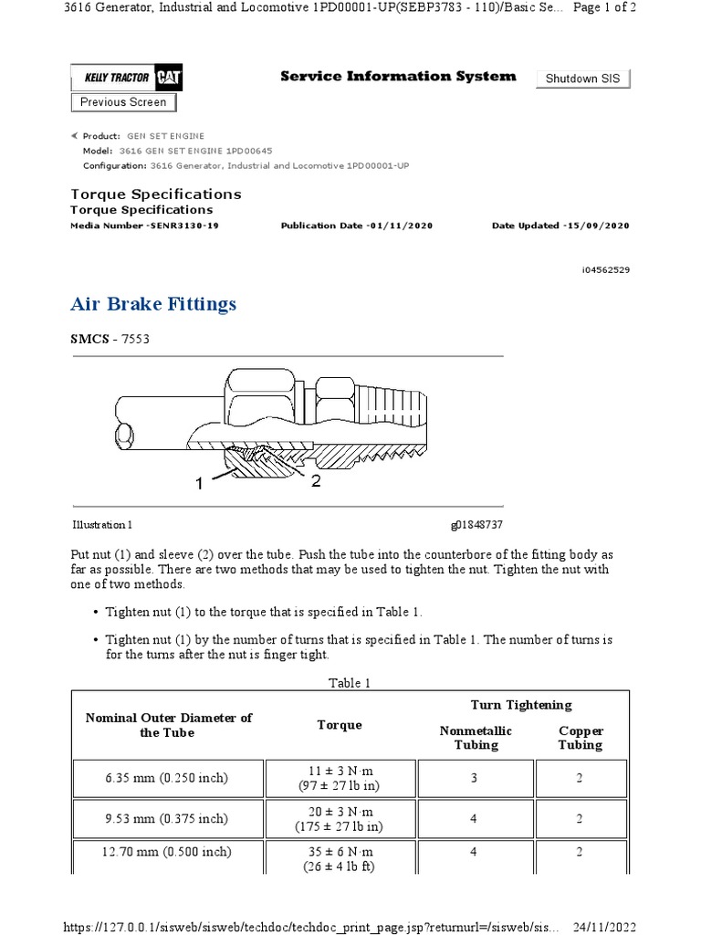Air Brake Fittings Torque Specifications PDF Pipe (Fluid