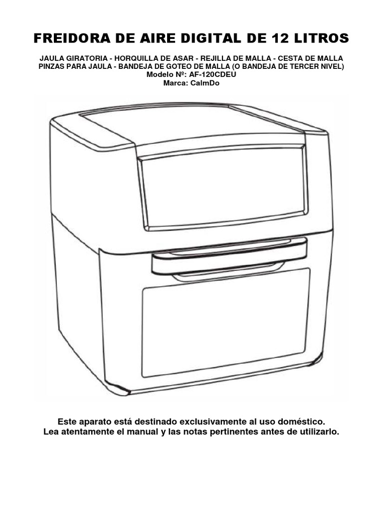 Airfryer CalmDo 12LMod. AF120CDEUManual Español (Spanish) 2023,04