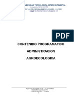 Contenido Programatico Administracion Agroecologica: Universidad Tecnologica Intercontinental
