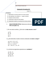 Evaluación Formativa #2 7a 7B Matemática