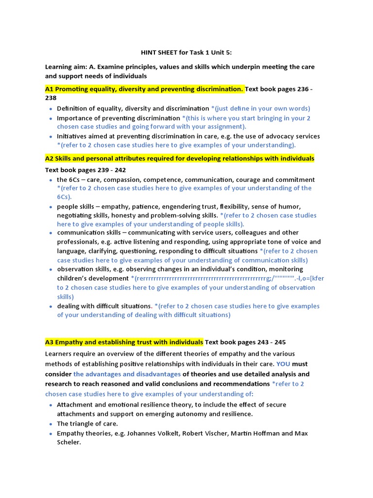 U5 Task 1 Hint Sheet | PDF | Communication | National Health Service