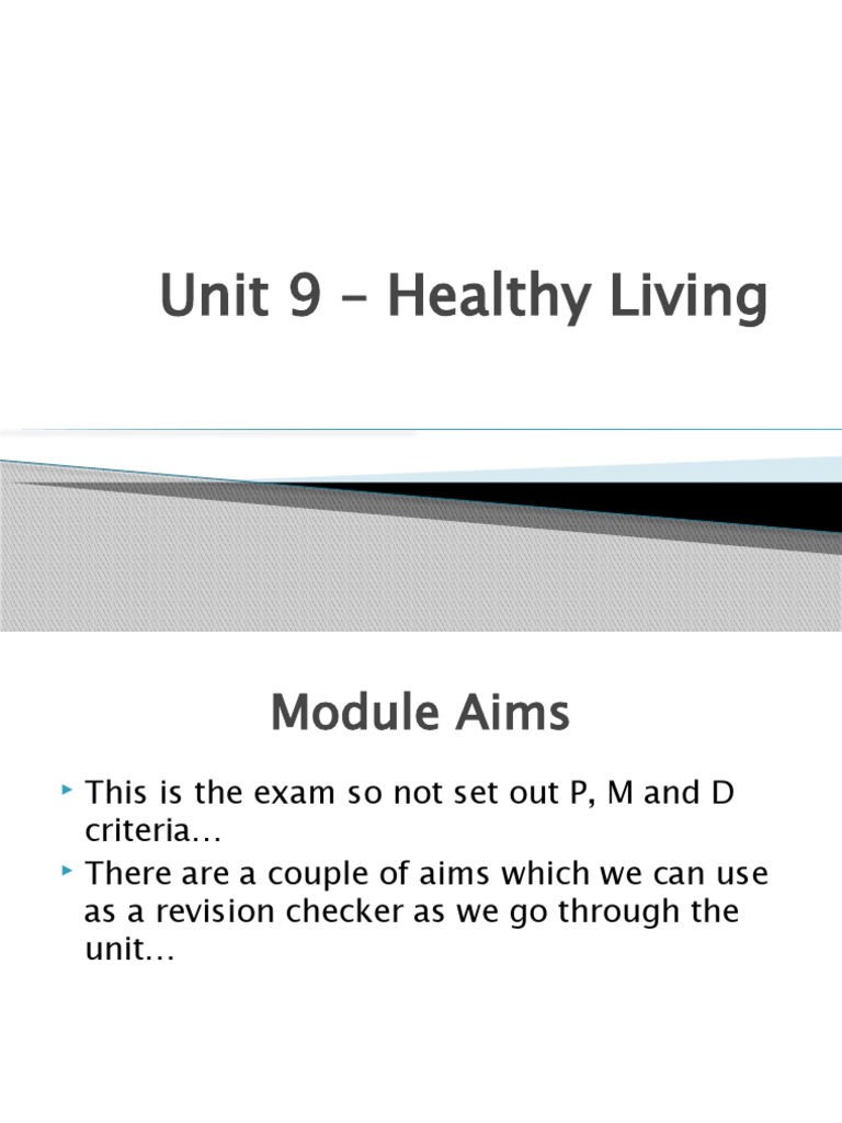 Unit 9 Healthy Living Lesson 1 PDF