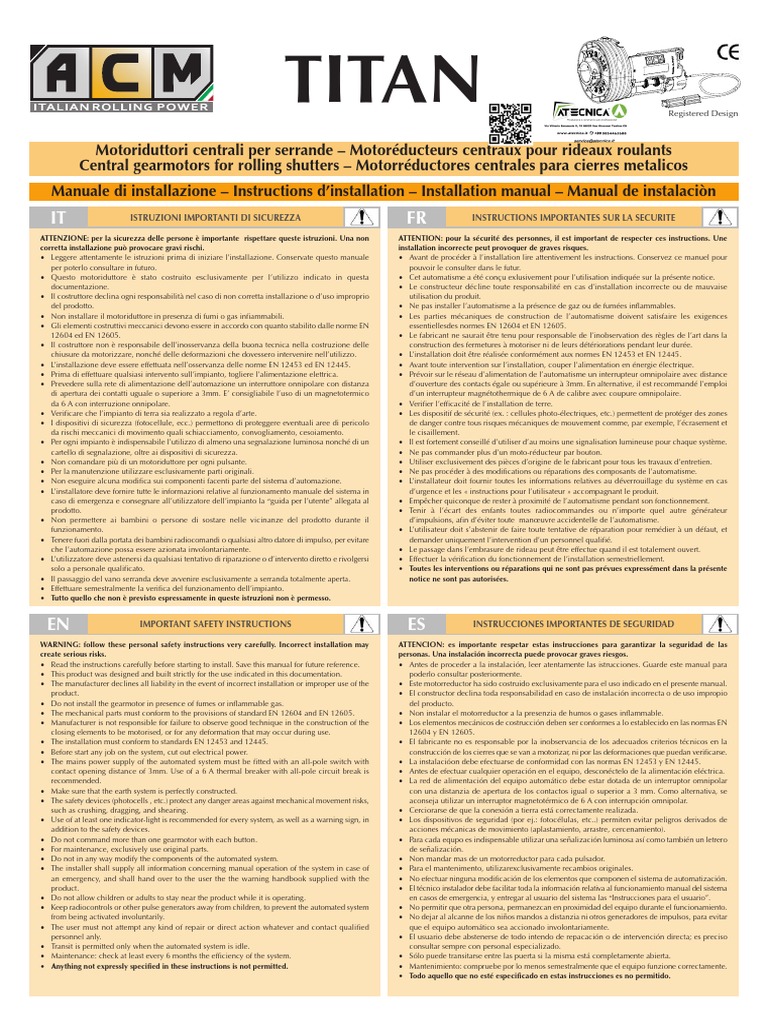 Manuel d'installation moteur ACM-1000 | PDF | Déchets