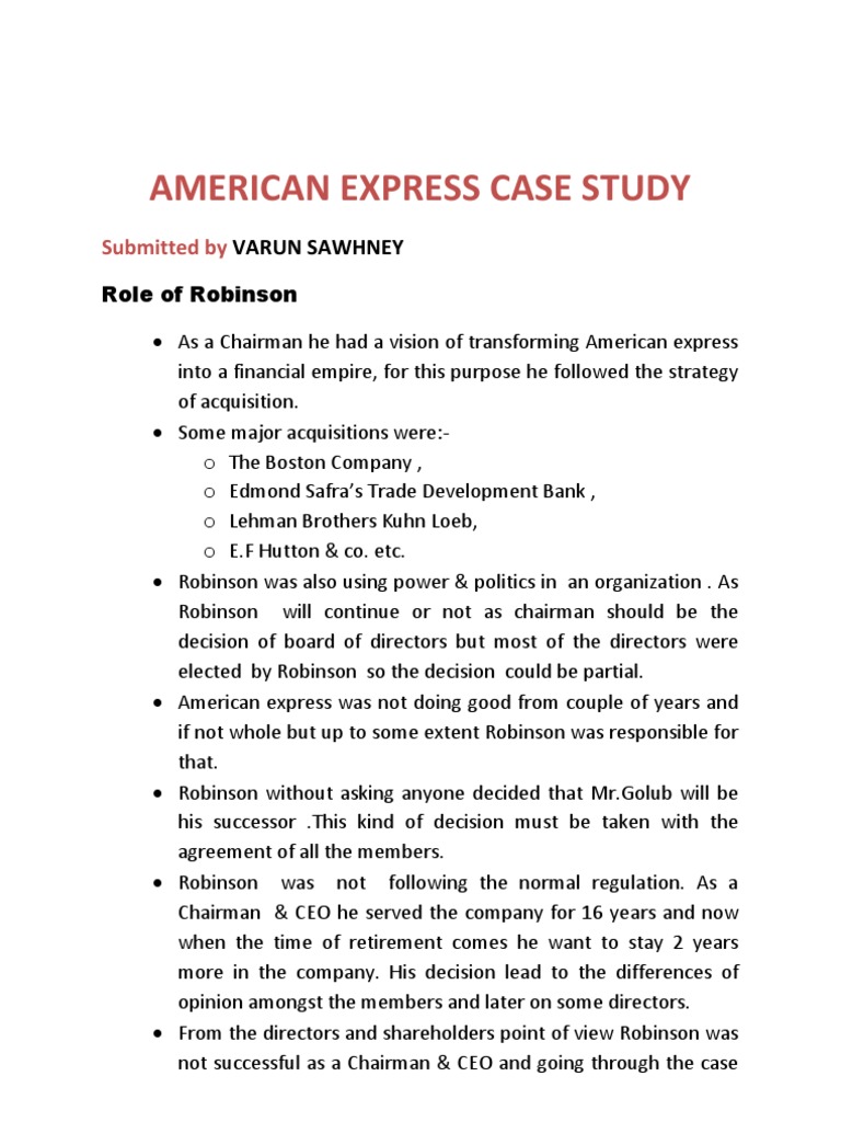 American Express Leadership Challenges | PDF | American Express | Board ...
