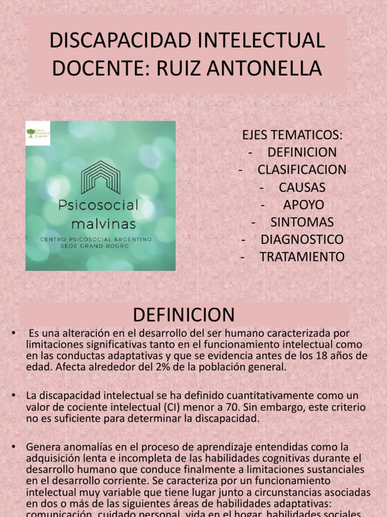 Clasificación y síntomas de discapacidad intelectual | PDF ...
