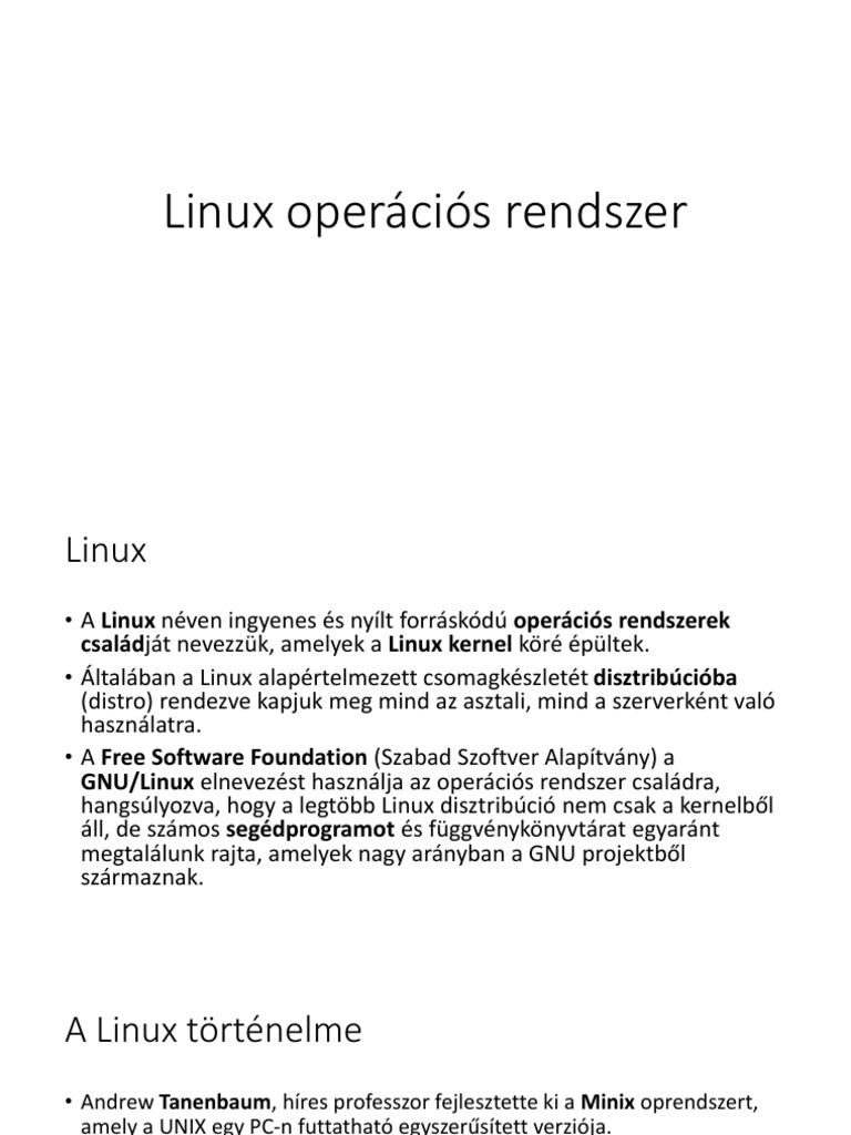 Inf1 - 10 - Opsys - Linux Bemutatása | PDF