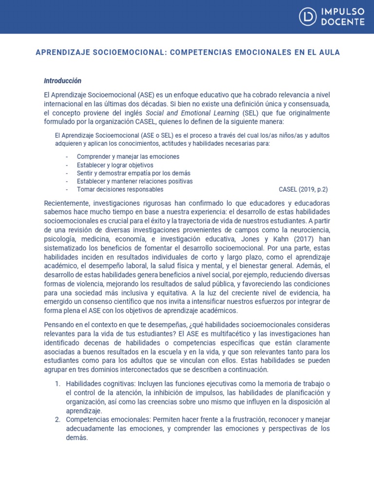 Competencias Emocionales en el Aula | PDF | Las emociones | Aprendizaje