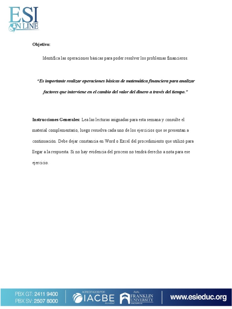 Ejercicio 1 finance mathematics pdf