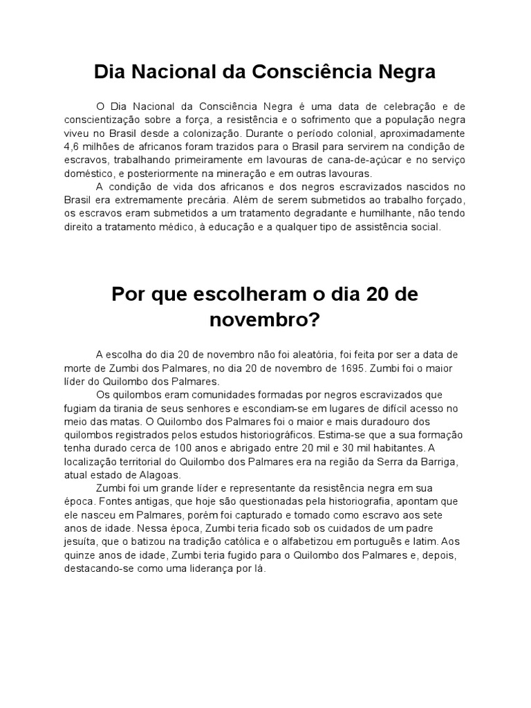 A História e Significado do Dia Nacional da Consciência Negra no Brasil ...