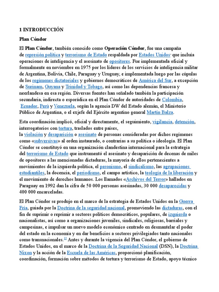 Terrorismo de Estado en el Plan Cóndor | PDF | Augusto Pinochet