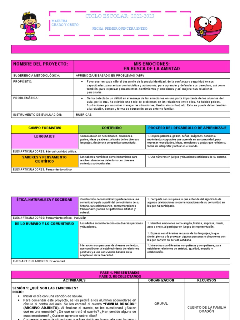 Proyecto "Mis Emociones" y Amistad | PDF | Aprendizaje | Las emociones