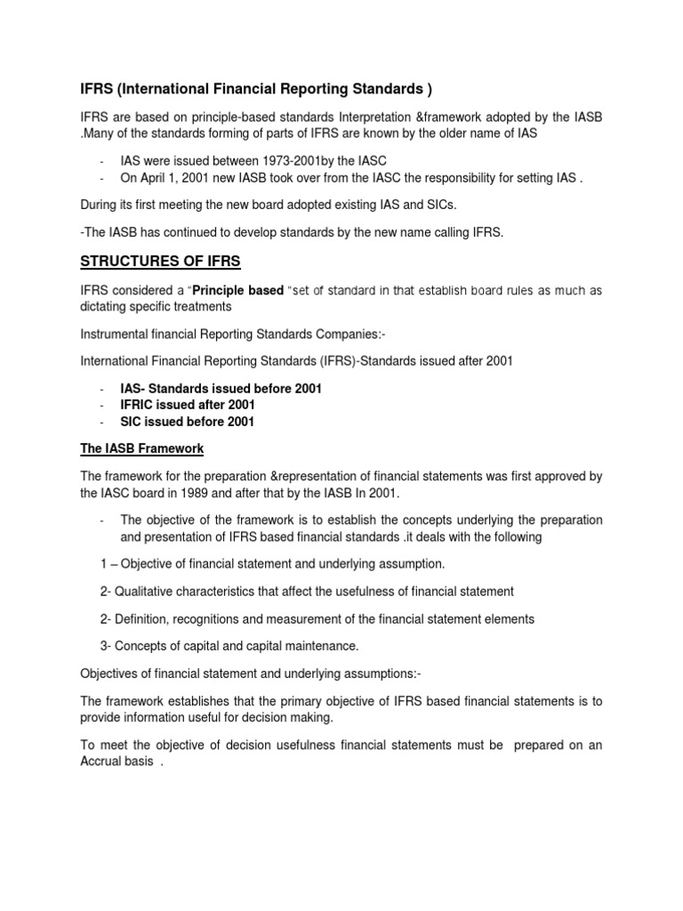 IFRS Framework for Financial Reporting | PDF