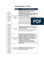 Plano de Curso ENSINO RELIGIOSO 8º Ano