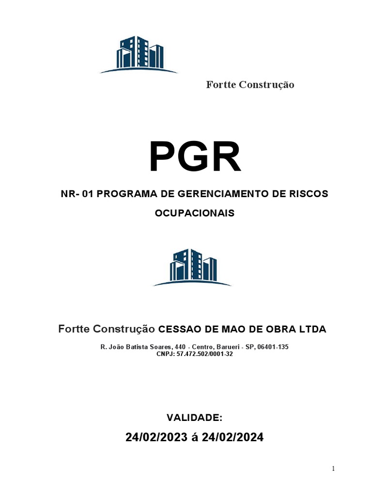 Pgr Completo Pdf Avaliação De Risco