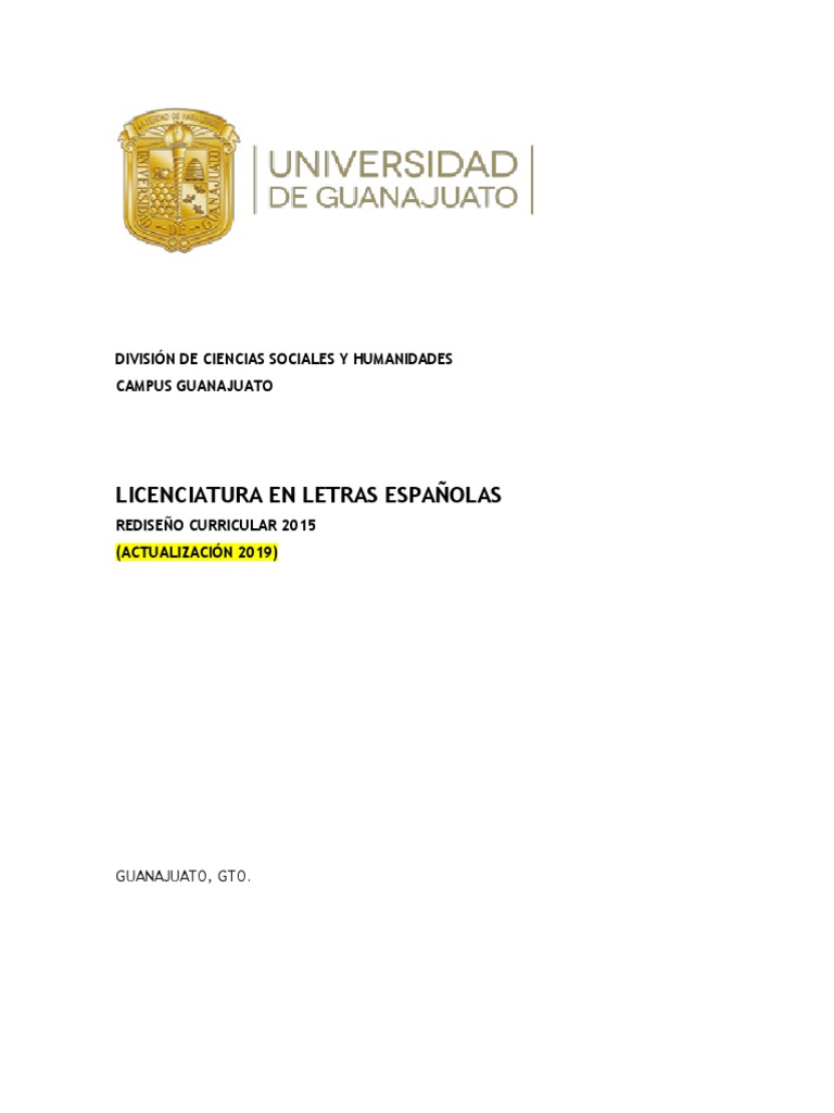 Licenciatura en Letras Españolas: División de Ciencias Sociales Y ...