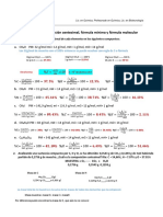 Solución Guía de Problemas #4 Composición Centesimal, Fórmula Mínima y Molecular