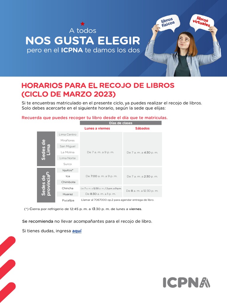 Horarios de Recojo de Libros | PDF