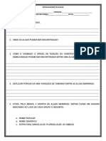 Especialidade de Algas NOME: - UNIDADE: - CLUBE: - INSTRUTOR (A) : - DATA