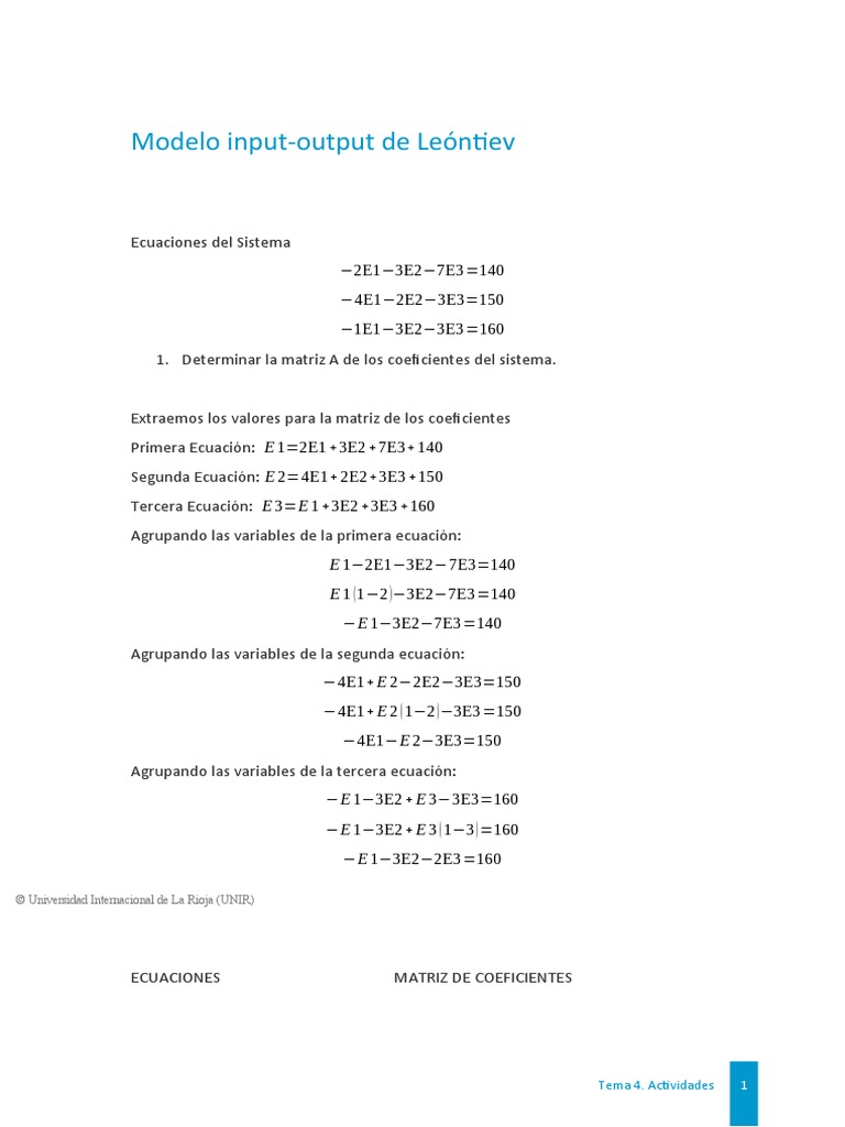 Trabajo Modelo input-output de Leóntie | PDF | Álgebra lineal ...