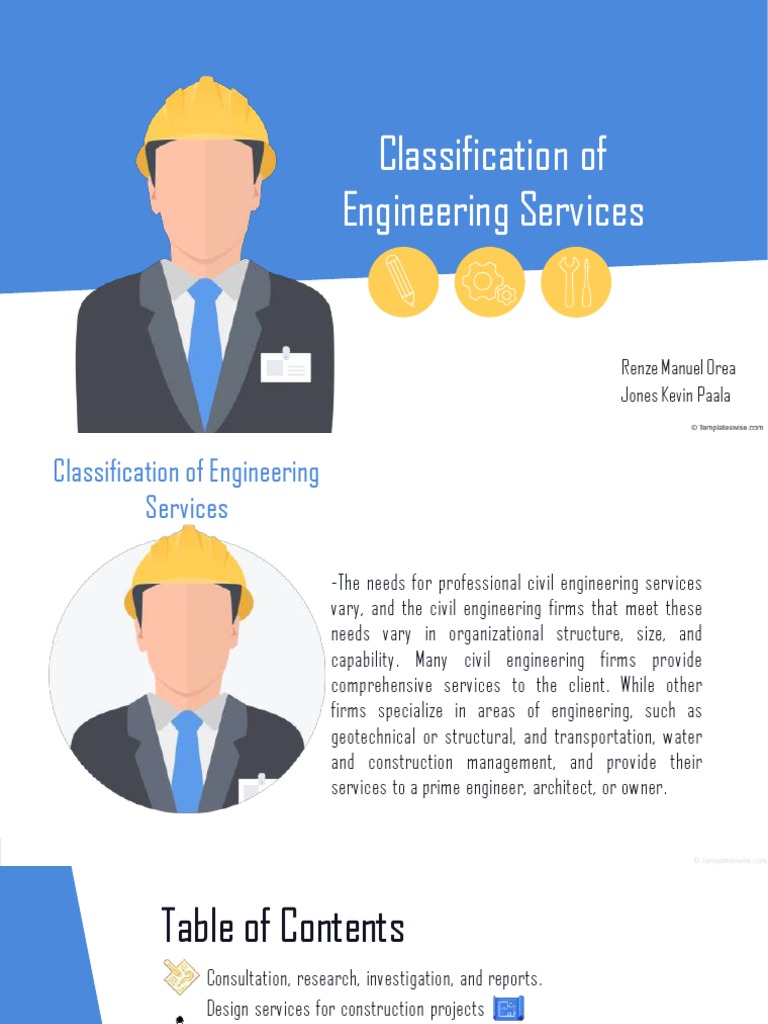 Classification of Engineering Services | PDF | Engineer | Civil Engineering