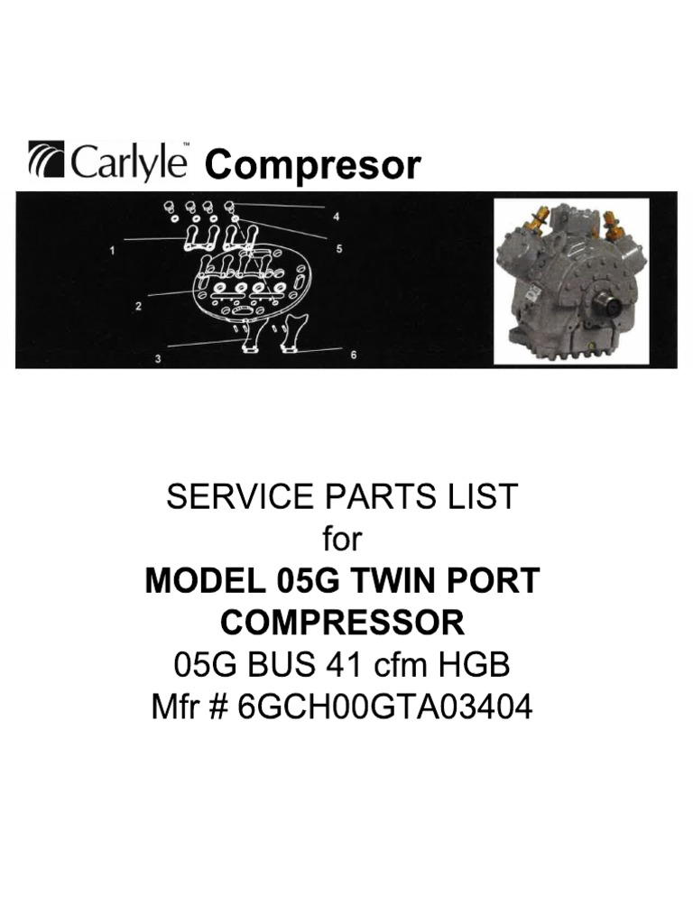 Compressor Parts List for Model 05G | PDF