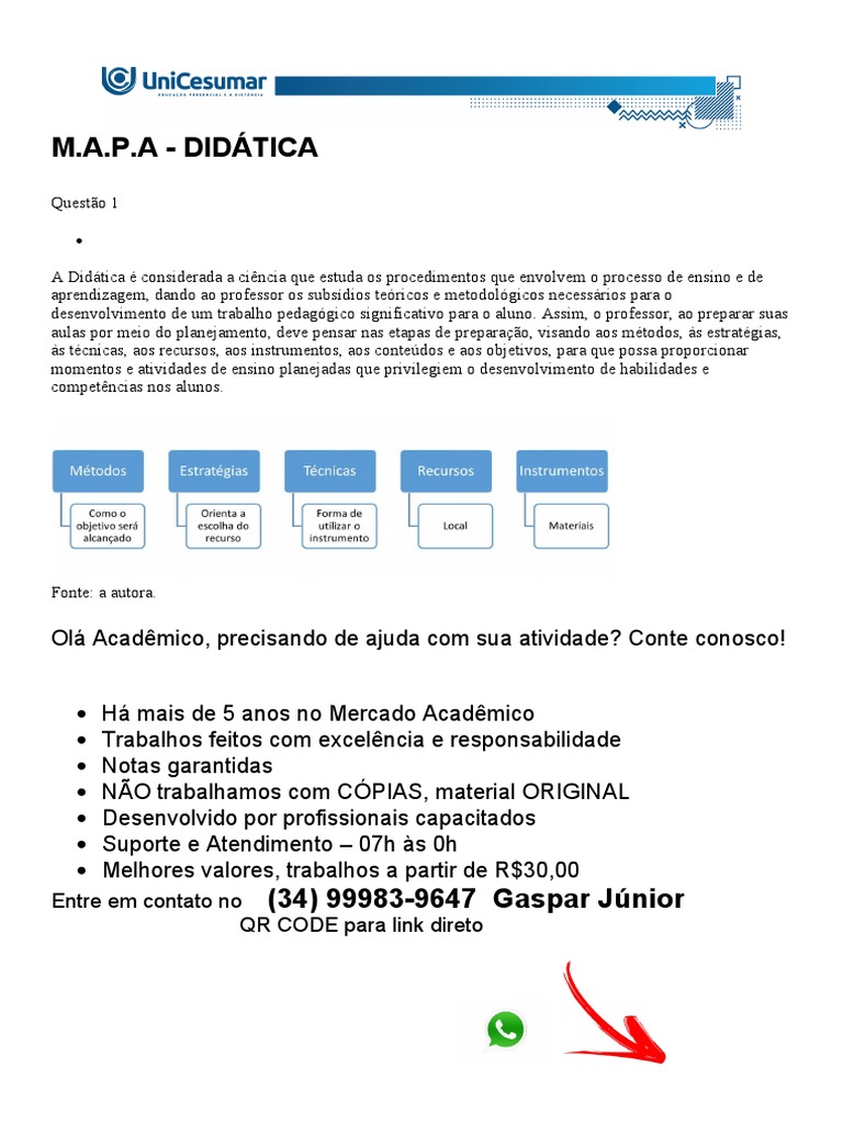 Mapa - Didática | PDF | Lição | Aprendizado