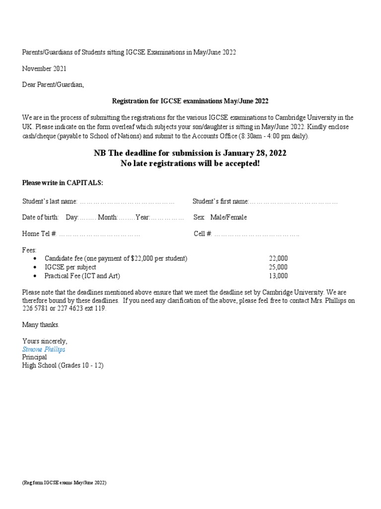 Igcse Exam Registration