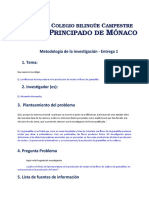 Metodología de La Investigación - Entrega 1 1. Tema