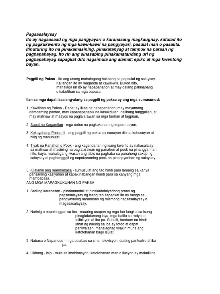 Pagsasalaysay | PDF
