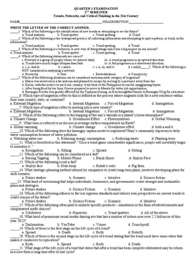 Ict 10 Q3 Exam Final Answer Key | PDF