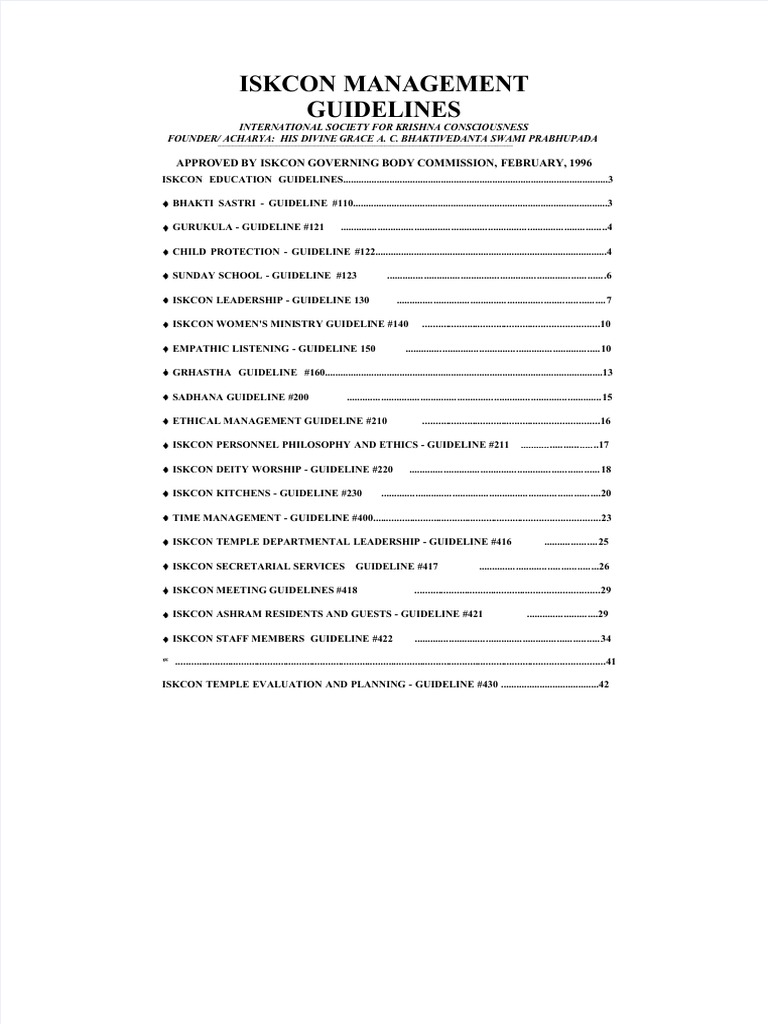 Dokumen - Tips - Iskcon Management Guidelines 1 | PDF | Cooking, Food ...